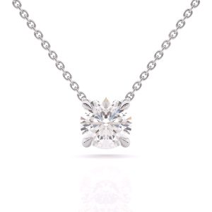 4-Prong-Round-Cut-Diamond-Solitaire-Pendant-Necklace-18k-White-Gold-front-view