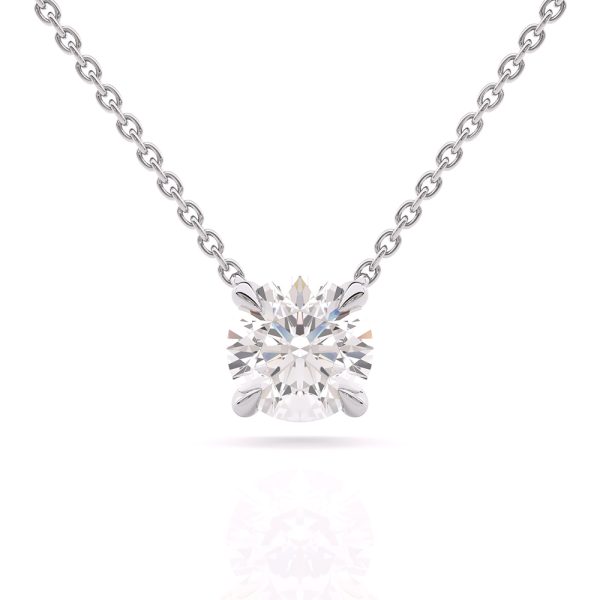 4-Prong-Round-Cut-Diamond-Solitaire-Pendant-Necklace-18k-White-Gold-front-view