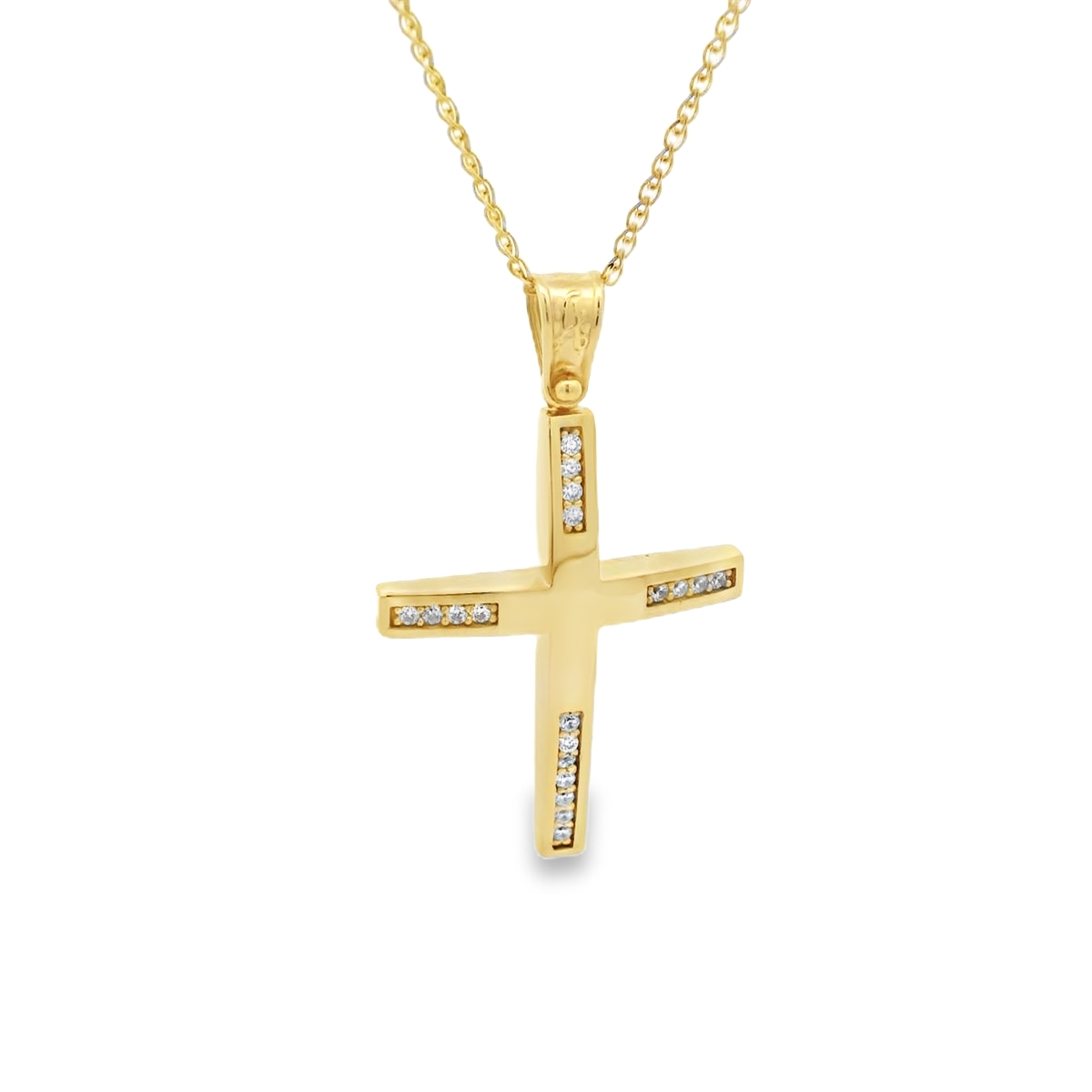 Cross with cubic zirconia in 14K gold